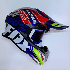 Мотошолом FOX синій з окулярами