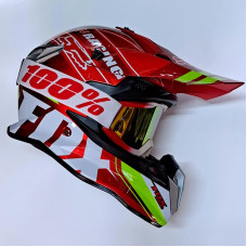 Мотошолом FOX червоний з окулярами