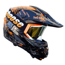 Мотошолом помаранчевий з окулярами