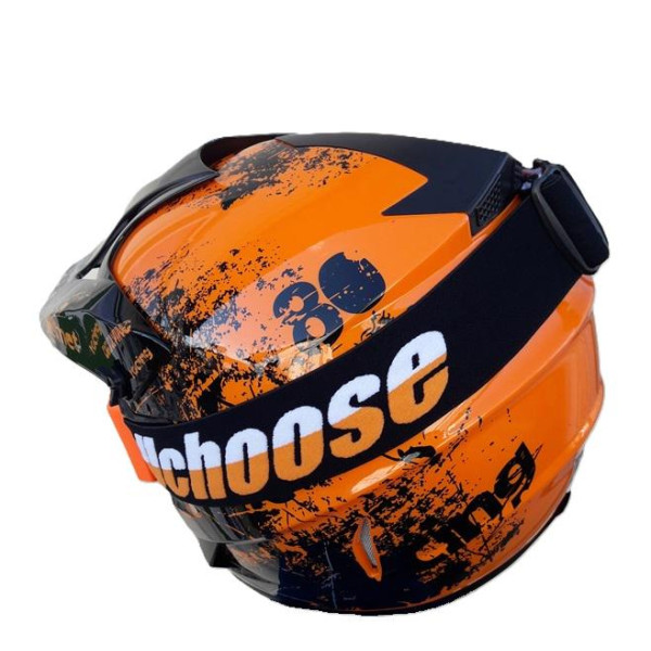 Мотошолом помаранчевий з окулярами