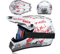 Мотошолом Rock білий з окулярами