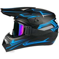 Мотошолом Чорно-синій з окулярами