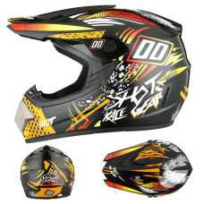 Мотошолом Чорно-помаранчевий з окулярами