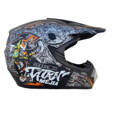 Мотошолом Чорно-помаранчевий з окулярами