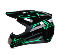 Мотошолом Чорно-зелений з окулярами