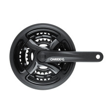 Комплект шатунів ONRIDE Trio 840P, під квадрат, 170 мм, 48-38-28Т, на 6/7/8 шв., чорний