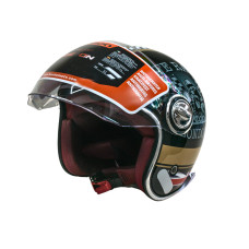 Мотошолом відкритий Beon B-108A ABS MOTO SHINY BLACK/GOLD (глянець чорний/золотий), розмір XL