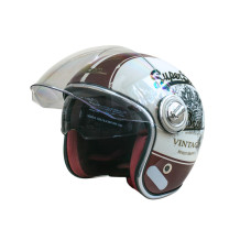 Мотошолом відкритий Beon B-108A ABS SUPER SPORT SHINY CREAM/RED (глянець кремовий/червоний), розмір XL