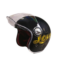 Мотошолом відкритий Beon B-108A ABS LOVE SHINY BLACK/GOLD (глянець чорний/золотий), розмір XXL