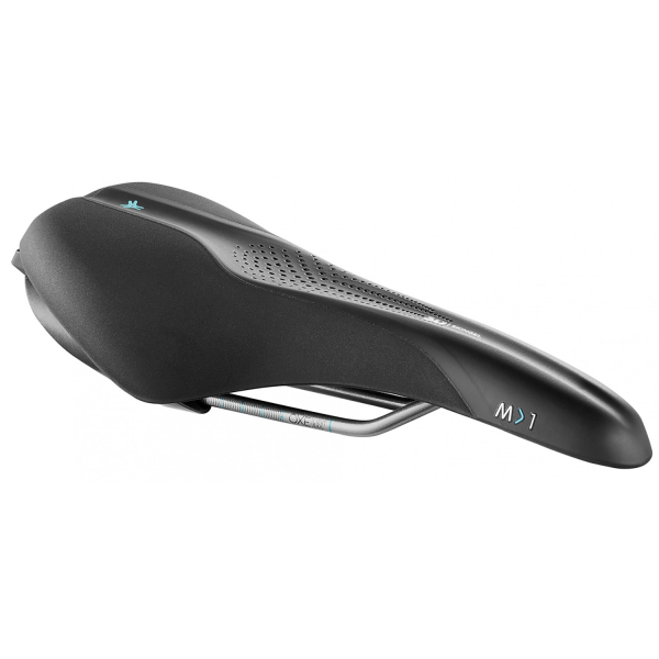 Сідло Selle Royal SCIENTIA M1 Moderate, 3D skingel, оббивка Black gummy/Black mokka, 289х141мм, 425г, рейли сталь + Curva suspension, unisex, чорне