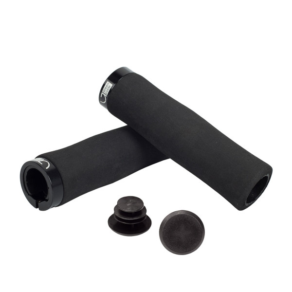 Гріпси Green Cycle GGR-414 130mm спінена гума, ергономічні, чорні з одним чорним замком