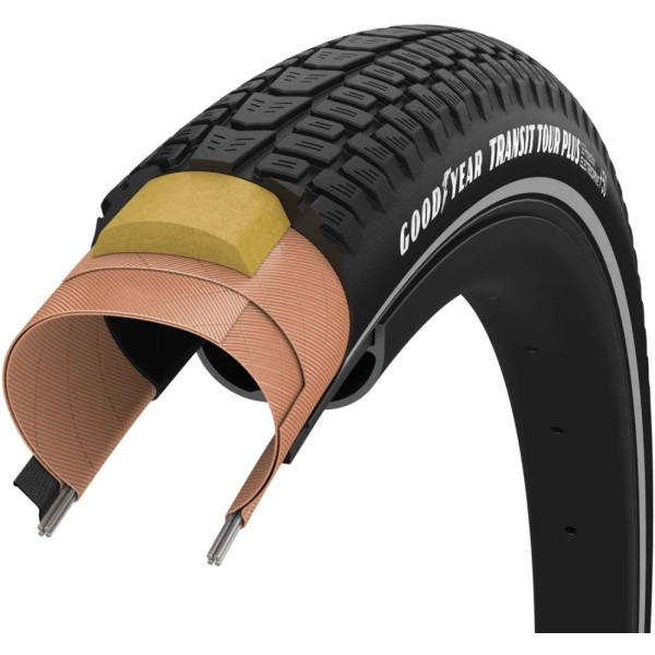 Покришка 700x50 (50-622) GoodYear Transit Tour Plus S5: Protection, Wire, Black + reflective strips, 60tpi