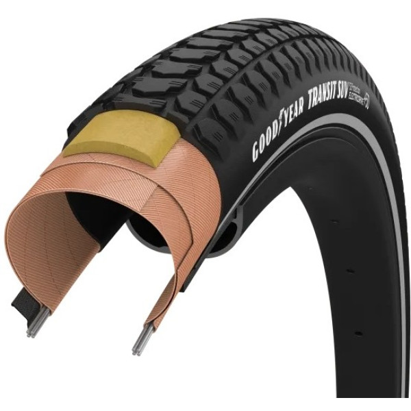 Покришка 700x40 (40-622) GoodYear Transit SUV S3: Protection, Wire, Black + reflective strips, 60tpi