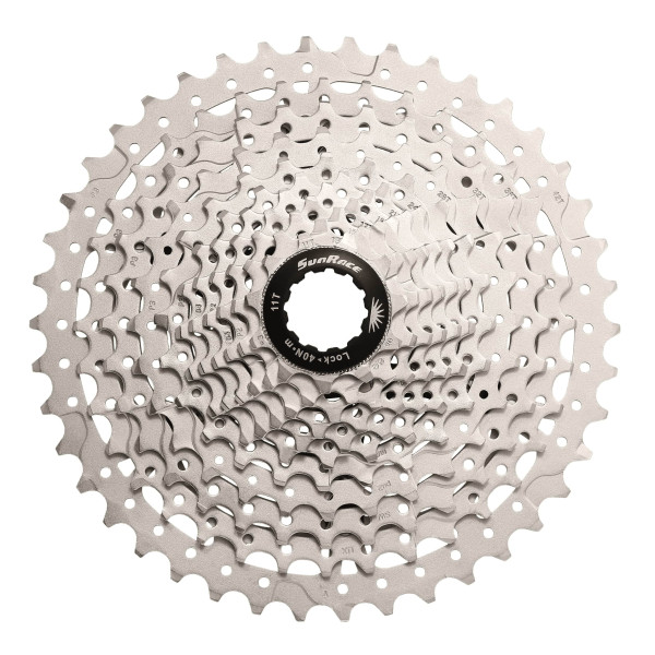Касета 11-k 11-51T SUN RACE MS8 MTB, алюмінієвий павук, Metallic Silver