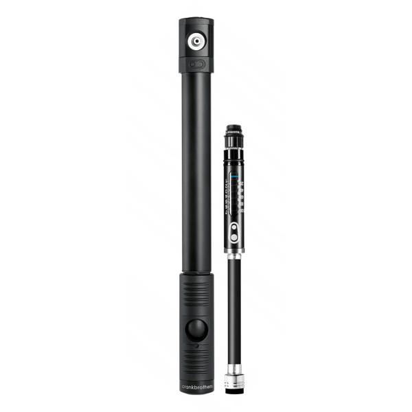 Мінінасос Crankbrothers KLIC HP GAUGE, алюмінієвий, з манометром, presta/schrader, 120psi / 8.3 bar, чорний