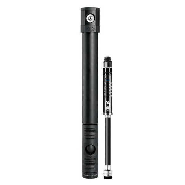 Мінінасос Crankbrothers KLIC HV GAUGE, алюмінієвий, з манометром, presta/schrader, 110psi / 7.6 bar, чорний