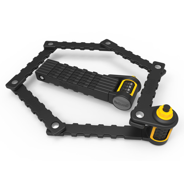 Замок складаний ONGUARD K9 Heavy Duty Combo, 88,5см. Кодовий на 4 цифри. Прогумована коробка-тримач на раму