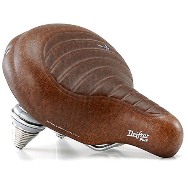 Сідло Selle Royal Premium DRIFTER PLUS, Royalgel, оббивка Kennenback, 270х245мм, 1260г, хромовані рейли і пружини, unisex, коричневе