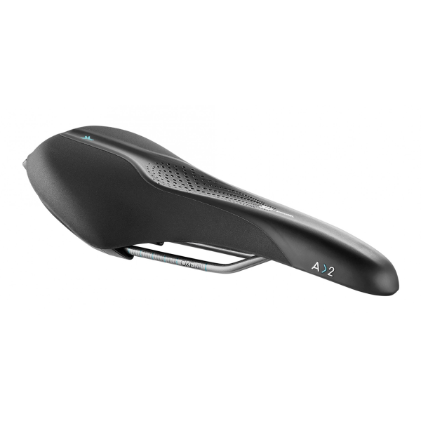Сідло Selle Royal SCIENTIA A2 Athletic, 3D skingel, оббивка Black gummy/Black mokka, 289х144мм, 390г, рейли сталь + Curva suspension, unisex, чорне