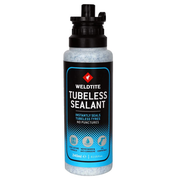 Герметик Weldtite 03063 Tubeless Sealant with Rubber Shred, для безкамерних шин, латексний, 240мл