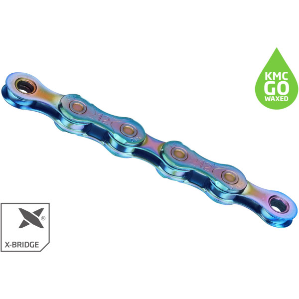 Цепь 126 зв. 1/2"x11/128 KMC X12 NPNP Waxed Chain, Aurora Blue