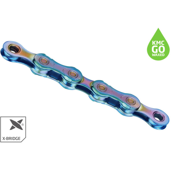 Цепь 118 зв. 1/2"x11/128 KMC X11 NPNP Waxed Chain, Aurora Blue