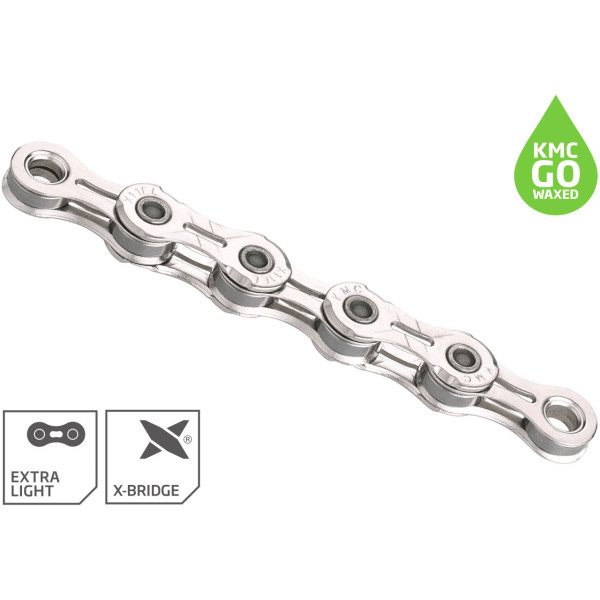 Цепь 118 зв. 1/2"x11/128 KMC X11EL NPNP Waxed Chain, (облегченый), silver/silver