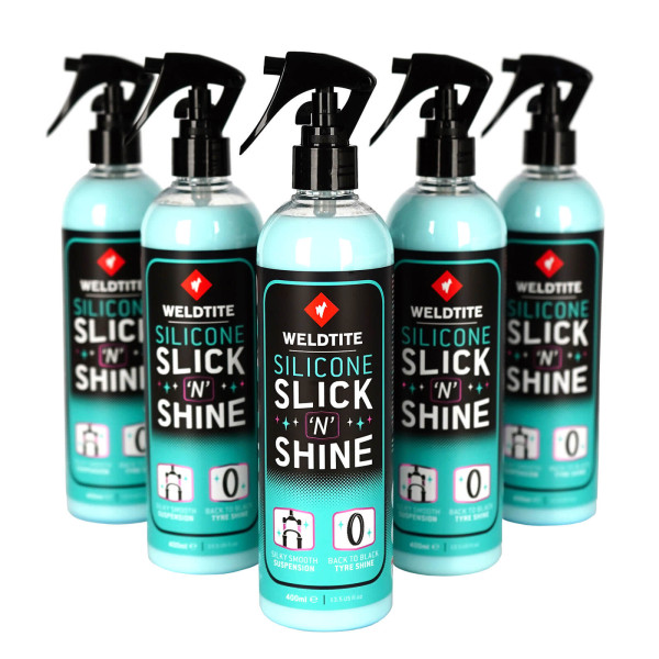 Силіконовий захист і блиск Weldtite 03042 Silicone Slick 'N' Shine для ніг вилок та покришок, спрей, 400мл