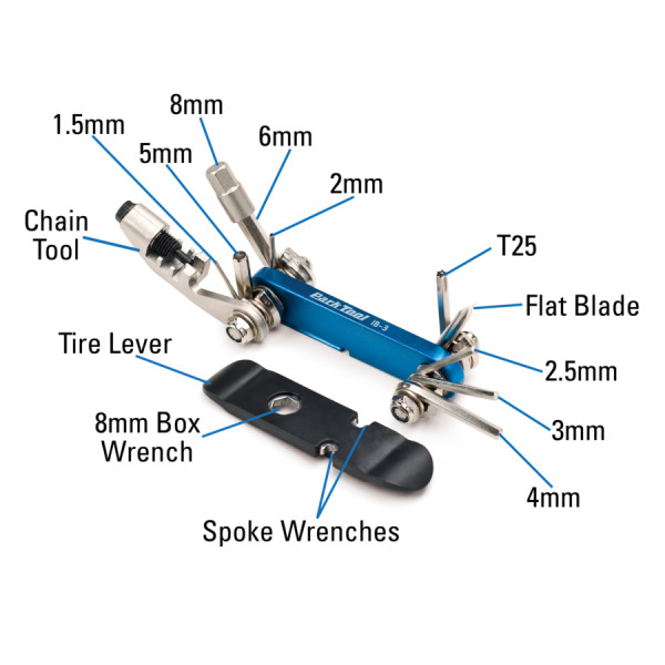 Набір інструментів Park Tool IB-3 I-Beam 1.5/2/2.5/3/4/5/6/8, Т25, викрутка, вит. ланцюга, борт. лопатка