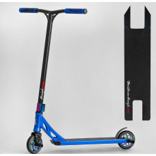Самокат трюковий Best Scooter «FREESTYLE» N-12740 чорно-синій, HIC-система, пеги, AL диск та дека, колеса PU Ø120mm, ширина керма - 58 см