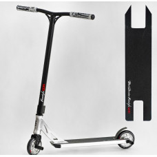 Самокат трюковий Best Scooter «FREESTYLE» N-31020 чорно-срібний, HIC-система, пеги, AL диск та дека, колеса PU Ø120mm, ширина керма - 58 см