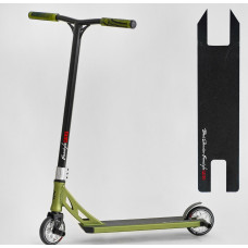 Самокат трюковий Best Scooter «FREESTYLE» N-56307 чорно-оливковий, HIC-система, пеги, AL диск та дека, колеса PU Ø120mm, ширина керма - 58 см