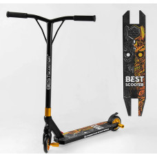 Самокат трюковий Best Scooter «ROBOT-2» 51738 чорно-золотий, HIC-система, пеги, AL диск та дека, колеса PU Ø110mm, ширина керма - 52 см, висота - 83 см