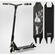 Самокат трюковий Best Scooter «FEAR» МТ-30377 чорний, SCS-система, пеги, AL диск та дека, колеса PU Ø115mm, ширина керма - 58 см