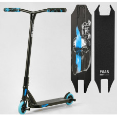 Самокат трюковий Best Scooter «FEAR» МТ-40488 чорно-блакитний, SCS-система, пеги, AL диск та дека, колеса PU Ø115mm, ширина керма - 58 см