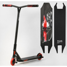 Самокат трюковий Best Scooter «FEAR» МТ-50599 чорно-червоний, SCS-система, пеги, AL диск та дека, колеса PU Ø115mm, ширина керма - 58 см