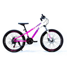 Велосипед 24 AL Corso «SKYLINE» SN-24748 алюміній 11", (к-т SHIMANO) рожево-білий