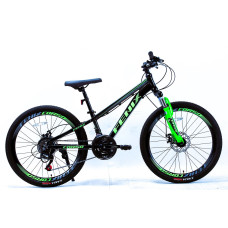 Велосипед 24 AL Corso «FENIX» FX-24819 алюміній 11", (к-т SunRun) чорно-салатовий