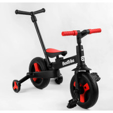 Велобіг-трансформер, 2-кол з батьківською ручкою, PU 10 BestTrike алюміній 23031 чорно-червоний, складний, батьківська ручка, знімні педалі