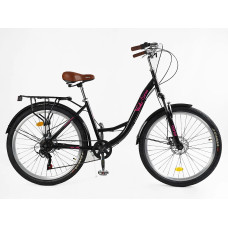 Міський велосипед 26 ST Corso «VIOLA» VL-26633 сталь 17", (к-т SHIMANO) чорно-рожевий