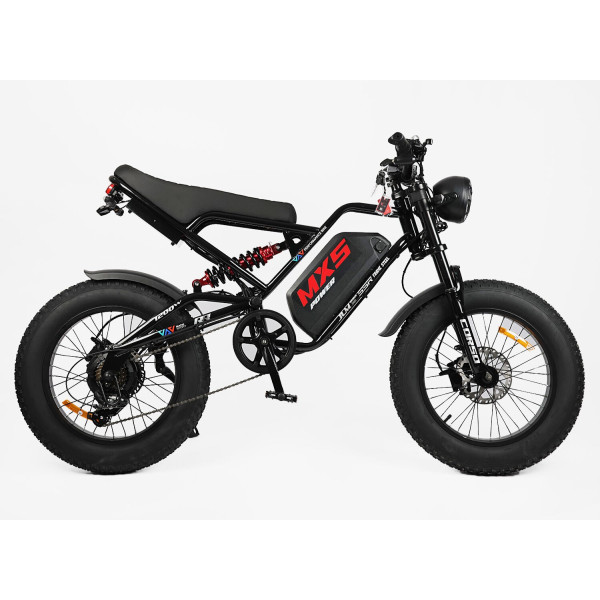 Електрофетбайк 20 ST Corso «MX-5 POWER» MX-93440 сталь, двигун 1200W, акумулятор 60V 25Ah літієвий, (к-т SHIMANO) чорний
