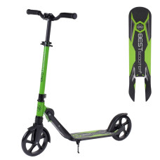Самокат дитячий 2-х колісний, PU Best Scooter 48664 салатово-чорний, Ø200mm, 1 амортизатор, затиск керма