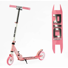 Самокат дитячий 2-х колісний, PU Best Scooter «RIO» 23617 світло рожевий, Ø145mm, передній амортизатор, AL гальмо