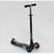 Самокат дитячий 3-х колісний, Best Scooter «MAXI» 2464 / 779-1311 чорний (космос), колеса PU Ø120mm/80mm зі світлом, пластмасовий, трубка керма алюмінієва