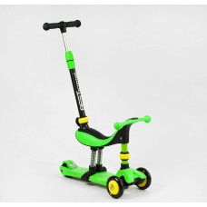 Самокат 3в1 Best Scooter 30802 колеса PU 120х80mm зі світлом, сидіння, амортизатори, батьківська ручка, салатовий