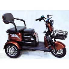 Трицикл Corso «OSTIN L» NL-934068, двигун 1200W, акумулятор 72V 24Ah літій-залізно-фосфатний, коричневий + 1 ящик. акум, колеса 10"