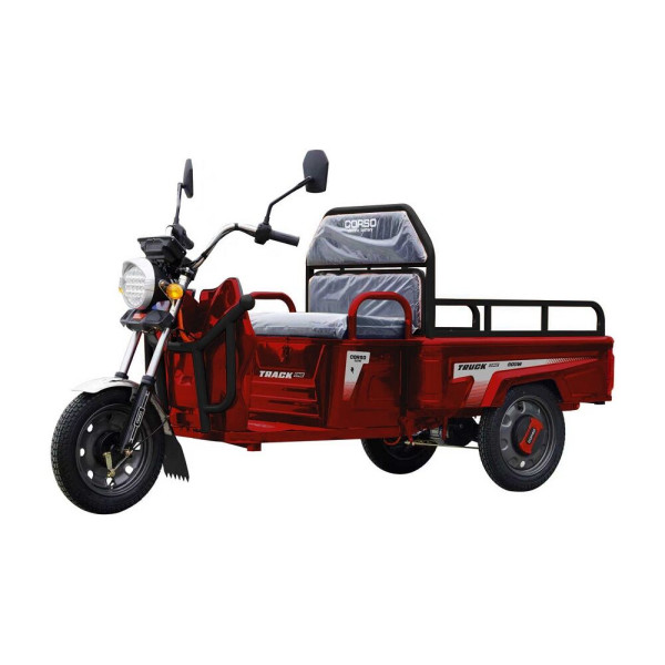 Трицикл РОЗІБРАНИЙ вантажний Corso «TRUCK ONE» TR-300047, двигун 800W, акумулятор 60V 32Ah графеновий, червоний 5 МІСЦЬ+ 1 ящик.акум, колеса 12"