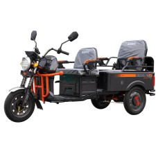 Трицикл РОЗІБРАНИЙ вантажний Corso «HARDY» BG-633119, двигун 1200W, акумулятор 60V 38Ah графеновий, чорно-помаранч 4 МІСЦЯ+ 1 ящик.акум, колеса 12"