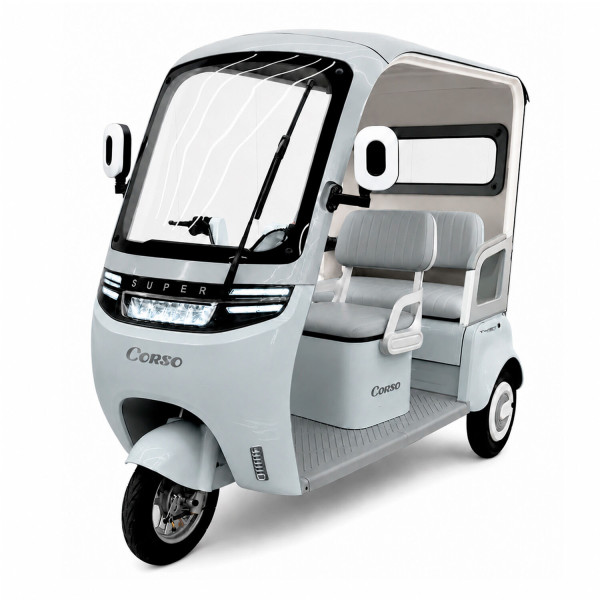 Трицикл з дашком Corso «TWIST» WS-206225, двигун 1500W, акумулятор 72V 30Ah літій-залізо-фосфатний, сірий, колеса 10"