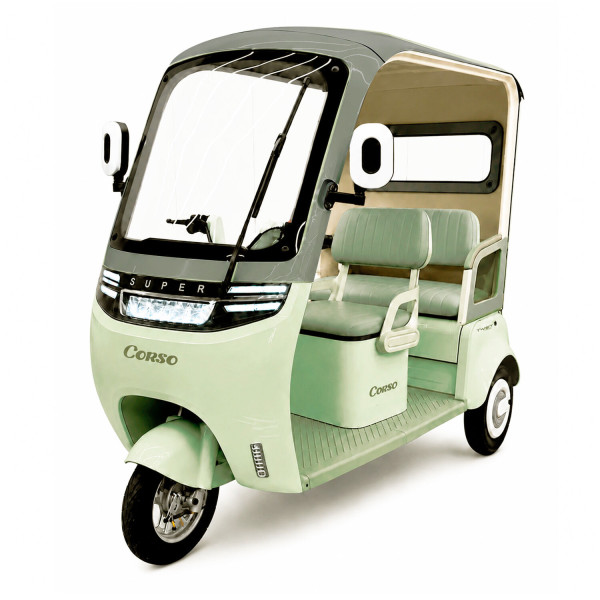 Трицикл з дашком Corso «TWIST» WS-675402, двигун 1500W, акумулятор 72V 30Ah літій-залізо-фосфатний, салатовий, колеса 10"